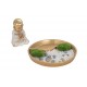 SIGNES GRIMALT Figurine Bouddha et Jardin Zen, Collection Lotus Blanc, Diamètre 20,5 cm