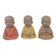 SIGNES GRIMALT Set 3 Figurines Moines Bouddha, 3 Positions 3 Couleurs Pastels différentes, Collection Baby Zen, Hauteur 6 cm