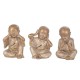 SIGNES GRIMALT Set 3 Moines Bouddha de la Sagesse, Ne Pas Voir, Entendre ou dire du Mal, Kanchana Beige et doré, Hauteur 21 cm