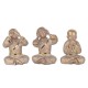 SIGNES GRIMALT Set 3 Moines Bouddha de la Sagesse, Ne Pas Voir, Entendre ou dire du Mal, Kanchana Beige et doré, Hauteur 15 cm