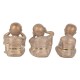 SIGNES GRIMALT Set 3 Moines Bouddha de la Sagesse, Ne Pas Voir, Entendre ou dire du Mal, Kanchana Beige et doré, Hauteur 21 cm