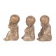 SIGNES GRIMALT Set 3 Moines Bouddha de la Sagesse, Ne Pas Voir, Entendre ou dire du Mal, Kanchana Beige et doré, Hauteur 21 cm