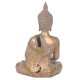 SIGNES GRIMALT Statue Bouddha Thai sur Socle, Beige et doré avec Inserts, Collection Sukhothai, Hauteur 28 cm
