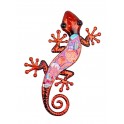 Gecko Mural Rouge, Métal et Verre, Modèle SUNSET, H 37 cm