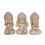 Set 3 Moines Bouddha de la Sagesse, Kanchana et Motif Floral, H 16 cm