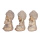 Statuettes déco : Set 3 Moines de la Sagesse, White & Gold, H 19 cm