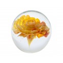 Presse Papier floral Verre : La Rose, Orange intense, Diam 10 cm