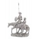 Figurine Don Quichotte à Cheval et Sancho Panza, Argent, L 30 cm