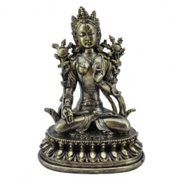 SIGNES GRIMALT Statuette Bouddha en Résine – Finition Doré Vieilli – Statue Décoration Zen 17,5 cm
