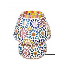 SIGNES GRIMALT Lampe ethnique d'inspiration orientale, Verre et Céramique colorée, Hauteur 18 cm