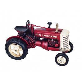 Miniature Vintage Laiton : Tracteur Rouge, L 25 cm