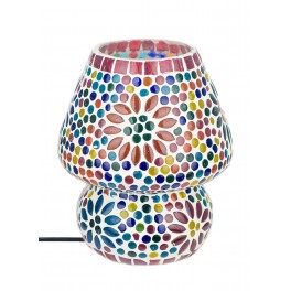 SIGNES GRIMALT Lampe ethnique d'inspiration orientale, Verre et Céramique colorée, Hauteur 18 cm