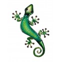 Gecko Mural Vert, Métal et Verre, Taille XL, Hauteur 61 cm