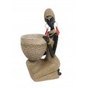Statuette Africaine en pagne kita & Cruche 2, Collection Ethnik, H 42 cm