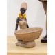 Statuette Africaine en pagne kita & Cruche 2, Collection Ethnik, H 42 cm