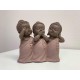 G&S Figurine 3 Bouddhas de la Sagesse, Roses. Coll Méditation, H 13 cm
