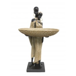 Statuette Africaine en pagne kita & Cruche 2, Collection Ethnik, H 42 cm