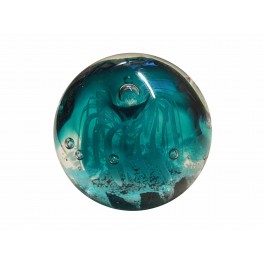 Presse Papier, Bulles d'eau Bleu Turquoise, Diam 7 cm