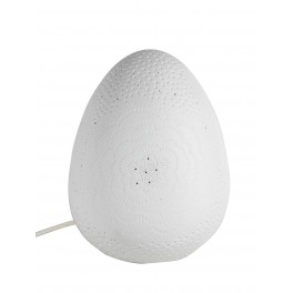 SIGNES GRIMALT Lampe d'ambiance et Veilleuse, modèle Oeuf, Porcelaine blanche ajourée, Hauteur 21 cm