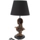 Lampe contemporaine de bureau, abat jour noir Buste Femme Africaine, H 56 cm