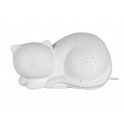 SIGNES GRIMALT Lampe et Veilleuse, modèle Chat Blanc enroulé, Porcelaine ajourée, Longueur 25 cm