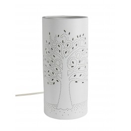 SIGNES GRIMALT Lampe d'ambiance et Veilleuse, modèle Arbre de vie, Porcelaine blanche ajourée, Hauteur 28 cm