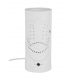 SIGNES GRIMALT Lampe d'ambiance et Veilleuse, modèle Main de Fatima, Porcelaine blanche ajourée, Hauteur 28 cm