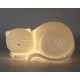 SIGNES GRIMALT Lampe et Veilleuse, modèle Chat Blanc enroulé, Porcelaine ajourée, Longueur 25 cm