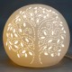 SIGNES GRIMALT Lampe d'ambiance et Veilleuse Sphère, modèle Arbre de vie, Porcelaine blanche ajourée, Diamètre 21,5 cm