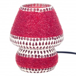 SIGNES GRIMALT Lampe ethnique d'inspiration orientale, Verre et Céramique colorée, Blanc et Rose bonbon, Hauteur 18 cm