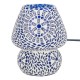 SIGNES GRIMALT Lampe ethnique d'inspiration orientale, Verre et Céramique colorée, Blanc et Bleu, Hauteur 18 cm
