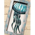 Déco Murale Verre et Métal : La Méduse bleue, H 37,50 cm