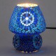 SIGNES GRIMALT Lampe ethnique d'inspiration orientale, Verre et Céramique colorée, Blanc et Bleu, Hauteur 18 cm