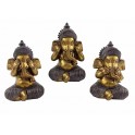 Statuettes Ethniques : Set 3 Ganesh de la Sagesse, Mod Assis, H 21 cm