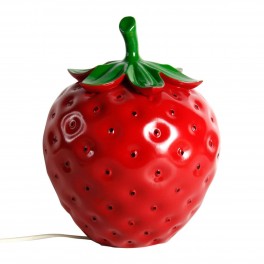 SIGNES GRIMALT Fraise rouge design, lampe d'ambiance et Veilleuse en porcelaine, finition brillante satin, hauteur 27 cm