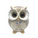 Figurine Hibou Coloré, Rouge Aspect Bois, H 12 cm