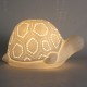 Tortue Lampe d'ambiance et Veilleuse, Porcelaine Blanche ajourée, Finition Mat, Longueur 16 cm