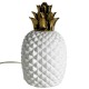 SIGNES GRIMALT Ananas blanc et doré design, lampe d'ambiance et Veilleuse en porcelaine, finition brillante satin, hauteur 30 cm