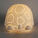 Tortue Lampe d'ambiance et Veilleuse, Porcelaine Blanche ajourée, Finition Mat, Longueur 16 cm