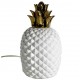 SIGNES GRIMALT Ananas blanc et doré design, lampe d'ambiance et Veilleuse en porcelaine, finition brillante satin, hauteur 30 cm