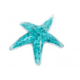 Sulfure en Verre : Etoile de mer Bleu Turquoise, Diamètre 11,5 cm