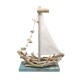 Décoration Marine : Bateau en Bois flotté sur Socle, Collection Nautique Hauteur 50 cm