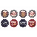 Set 4 sous-bock en céramique Thème Bière Vintage, Diam 11 cm