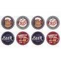 Set 4 sous-bock en céramique Thème Bière Vintage, Diam 11 cm