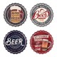 Set 4 sous-bock en céramique Thème Bière Vintage, Diam 11 cm