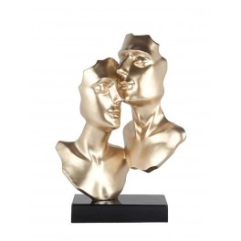 Sculpture Design : Tendre Complicité, Mod Champagne et Blanc, H 62 cm