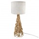 SIGNES GRIMALT Lampe en Bois de Mûrier 64 cm – Pied Naturel Sculpté & Abat-jour Tissu – Luminaire Artisanal Douille E27