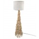 SIGNES GRIMALT Lampe sur Pied en Bois de Mûrier 106 cm – Grand Luminaire Artisanal Naturel avec Abat-jour Tissu – Douille E27