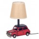 SIGNES GRIMALT Lampe de Table Voiture Vintage Rouge en Métal 24 cm – Abat-jour Tissu – Luminaire Décoratif Douille E14