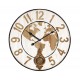 Horloge Blanche et Marron, Modèle Cartographie & Balancier, Bois MDF, H 58 cm